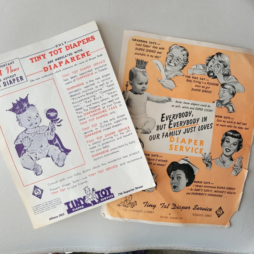 Vintage Baby Diaper Tiny Tot Ephemera ~ Baby Shower ~ Scrapbook ~ Crafts ~ FINAL